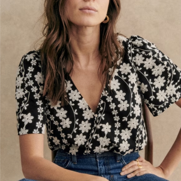Sezane Tops - NWT Sezane Embroidered Emma Blouse 38